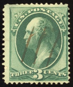 US Scott 147 Used 3c green George Washington, w/o Grill Lot T992 bhmstamps