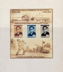 Albania 1947 5th Anniversary of the Death of Qemal Stafa Sheet  F/VF/NH