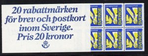 Sweden 1272a Booklet MNH Carrier Pigeon, Hand with Quill