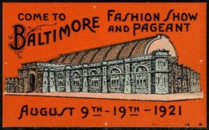 1921 US Poster Stamp Come to Baltimore Crazy Fashion Show and Pageant MNH