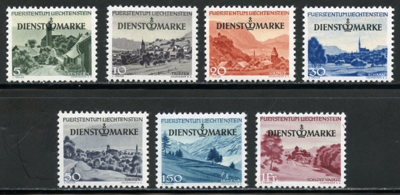 Liechtenstein Scott O30-O36 MNHOG - 1947 Officials Overprints Set - SCV $32.80