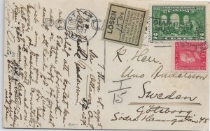 1927 Ottawa Canada to Goteborg, Sweden w/Sweden 15 Ore stamp ... (56809)