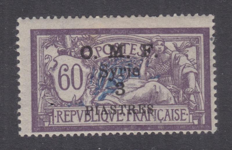 SYRIA, 1921 (July) OMF Syrie 3pi. on 60c. Violet & Blue, lhm.