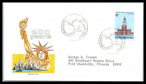 1976 LUXEMBOURG FDC Cover - USA Bicentennial, Statue of Liberty C24 