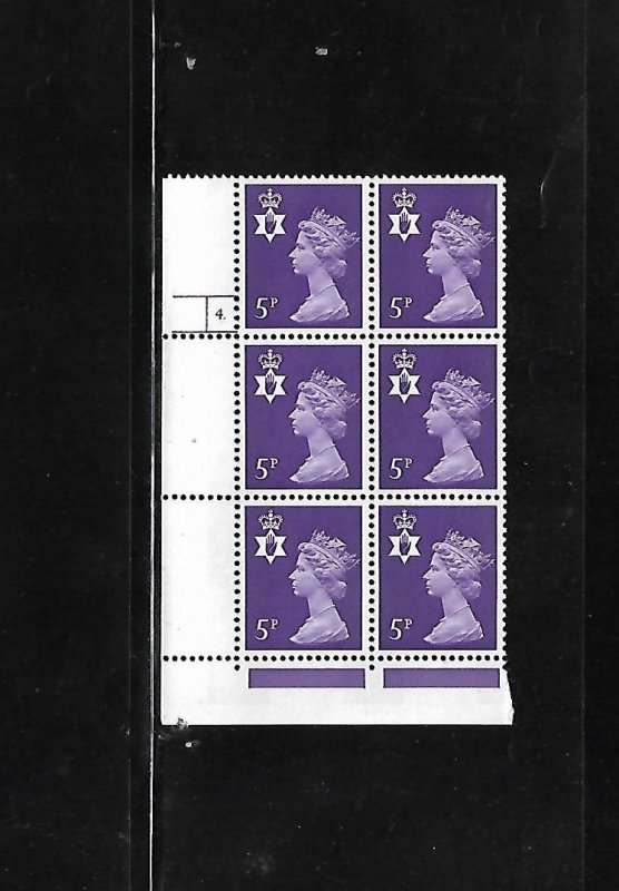 Great Britain Stamps: Northern Ireland: #NIMH5; 5p Machin LL # Blk/6 (4.) MNH