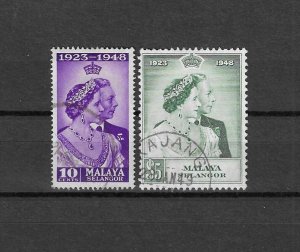 MAYALA/SELANGOR 1948 SG 88/9 USED Cat £25.30