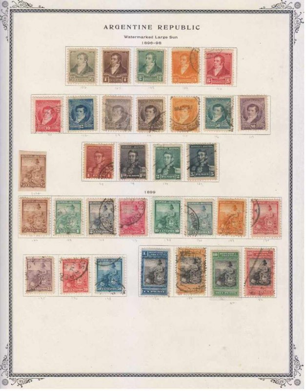 ARGENTINA 1858-1899 COLLECTION ON 4 ALBUM PAGES Sc 1 thru 142 SCV$2,228+