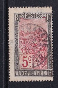 Malagasy Republic  #83  used 1922  sedan chair 5c  black and rose