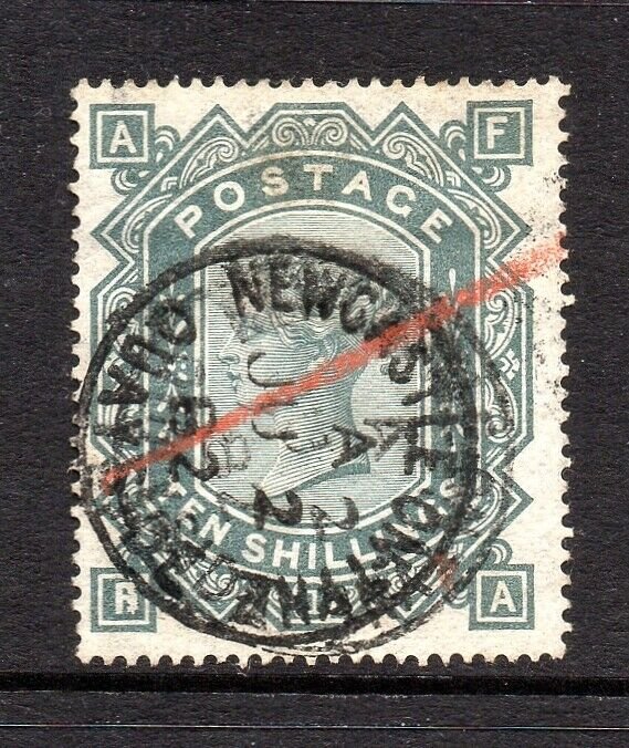 GB QV SG128 10/- Greenish Grey Plate 1 Fine Used Cat £3,200