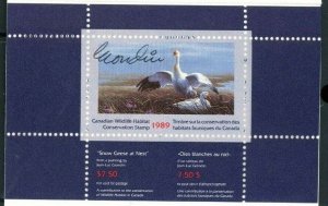 CANADA 1989 DUCK STAMP ARTIST SIGNED IN FOLDER AS ISSUED SNOW GOOSE GRONDIN