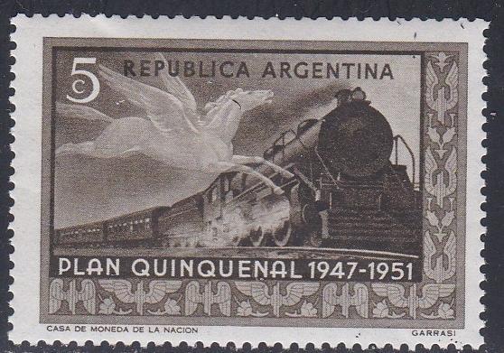 Argentina # 595, Winged Pegasus & Train, NH, 1/3 Cat.