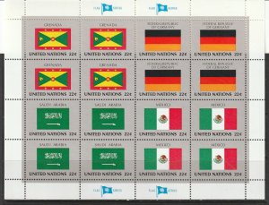 1985 UN-NY - Sc 450-65 - MNH VF - 4 panes of 16 - Flags