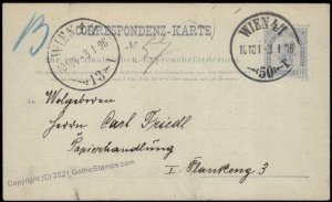 Austria Empire 10Kr Rohrpost Pneumatic Mail Postal Stationery Card G67590