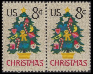 US 1508 Christmas Tree 8c horz pair (2 stamps) MNH 1973