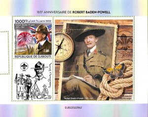 A7492 - DJIBOUTI - MISPERF ERROR Stamp Sheet - 2022 SCOUTS Robert Baden-Powell-
