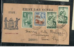 FIJI ISLANDS COVER (P0303B)  KGVI SW 2 1/12X2+1/2S+1/2D  REG FDC LOCAL 