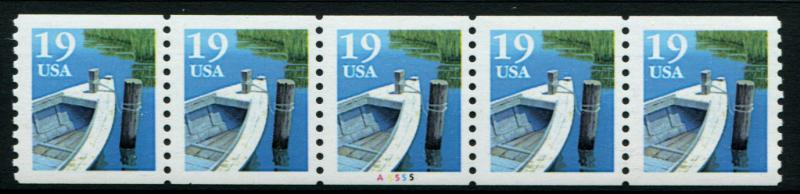 2529a US 19c Fishing Boat coil, MNH PNC5 #A5555