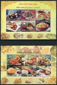 India 2017 MNH Indian Cuisine 4x 6v M/S Gastronomy Cultures Traditions Stamps