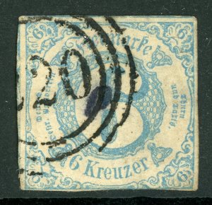 Germany States 1862 Thurn & Taxis 6 Kr Blue South Dist Scott #54 VFU G338