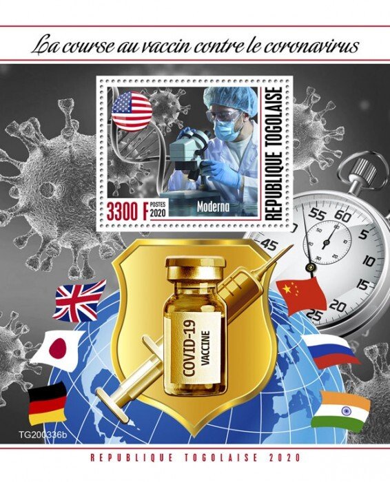 Stamps of 2020. TOGO. - THE RACE FOR CORONAVIRUS VACCINE