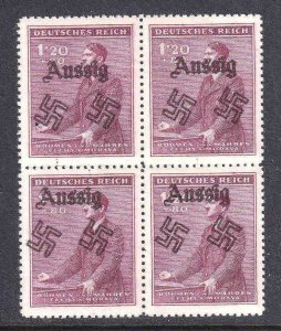 BOHEMIA & MORAVIA B11 BLOCK OF 4 AUSSIG OVERPRINT OG NH U/M VF