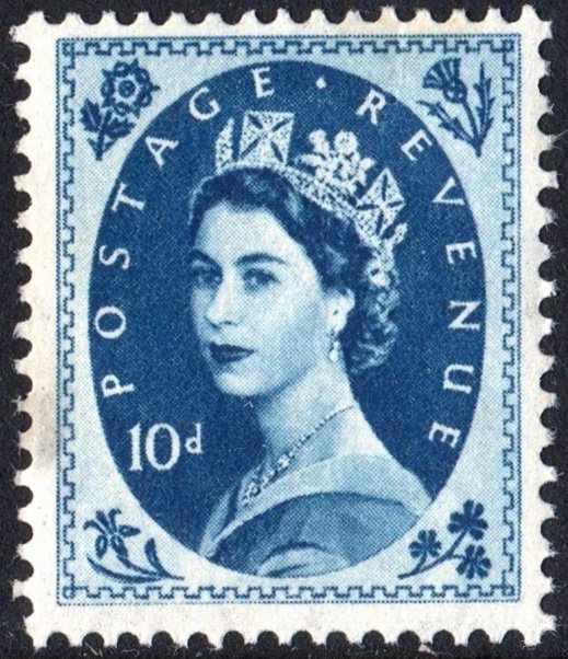 Great Britain #304 10d Queen Elizabeth II: Predecimal Wilding Single (1954) MNH