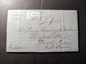 1850 England Folded Letter Cover to Hobart Town