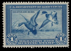 MOMEN: US STAMPS # RW1 DUCK MINT OG NH LOT #85666**