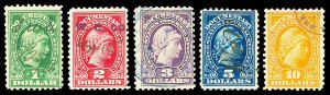 Scott R217-R221 $1.00-$10.00 Revenues 5 Diff. Used Fine+ Cat $18.35