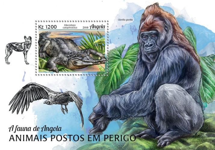 ANGOLA - 2018 - Endangered Species of Angola - Perf Souv Sheet - MNH