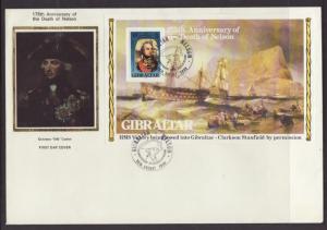 Gibraltar 396a Death of Nelson Ships Colorano Label FDC