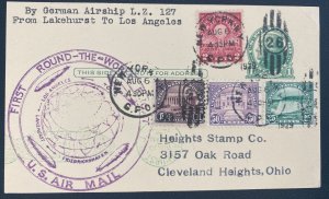 1929 Lakehurts To Los Angeles CA USA LZ 127 Graf Zeppelin Round Flight PC cover