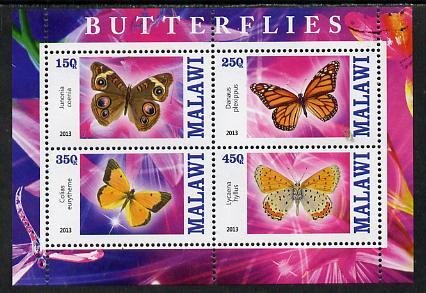 MALAWI - 2013 - Butterflies #1 - Perf 4v Sheet - MNH - Private Issue