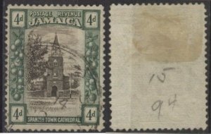 Jamaica 81 (used) 4p Cathedral, Spanish Town, grn & dk brn (1921)