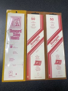 Showgard Stamp Mounts - Clear  #50 (50x215mm ) 15 Strips Group Of 3