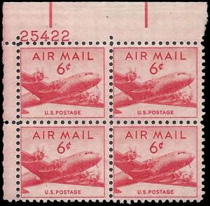 US #C39b 6¢ SKYMASTER MNH UL PLATE BLOCK #25422 DURLAND $15.00