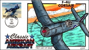 Scott 3142g 32 Cents F-4U Corsair Collins Hand Painted FDC