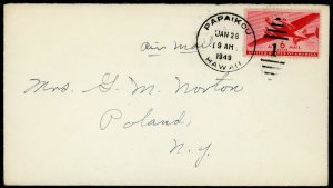 Hawaii Cover  ~ Papaikou 1949 To Poland New York ~ S4022