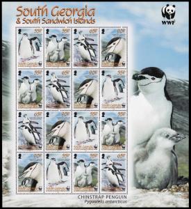 South Georgia WWF Chinstrap Penguin Sheetlet of 4 sets SG#453/56 SC#367-70