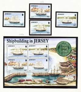 JERSEY -  SG 579/82 & MS583  - MNH set & S/S - Shipbuilding - 1992  ---c