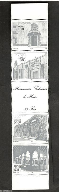 1982 Mexico SC #1306a MONUMENTOS COLONIALES DE MEXICO MNH strip