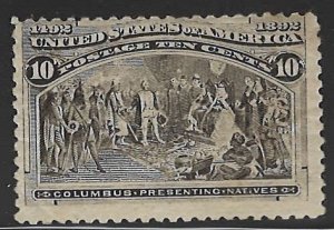 U.S. Scott # 237  1893 10c blk brn  Columbus Presenting Natives fair  h- avg ...