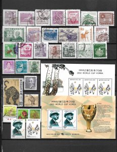 COLLECTION LOT OF 31 KOREA STAMPS 1952+ + 2 SOUVENIR SHEET