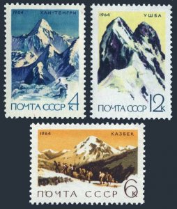 Russia 2982-2984,hinged.Mi 3002-3004. Mountains 1964: Khan Tengri, Kazbek, Ushba