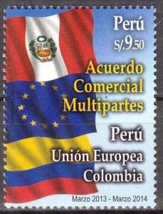 Peru 2014 Flags EU Colombia Peru MNH