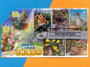 Great Lakes Dunes - All 10 Stamps on 2 Colorful POP-UP FDCs
