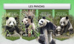 Togo - 2018 Giant Panda Bears - 4 Stamp Sheet - TG18204a