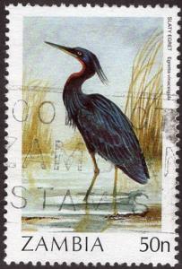 Zambia 380 - Used - 50n Slaty Egret (1987)