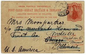 British Offices in Levant 1893 Hooded Beyrout cancel on GB card to the U.S.
