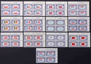 U.S. Mint Stamp Scott #909-921 5c Overrun Set of 13 Name Blocks, Superb. NH.